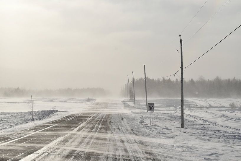 The road to the village on a cold February day by Claude Laprise