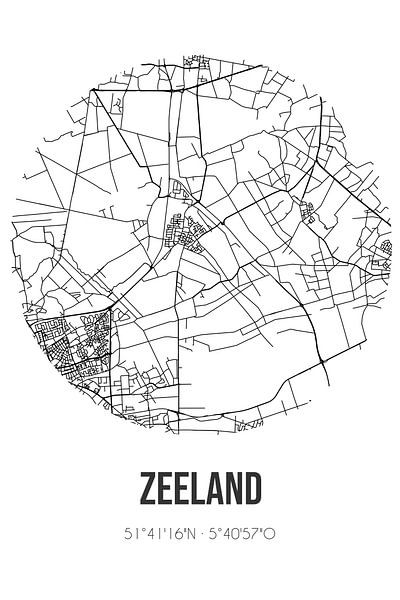 Zeeland (Nordbrabant) | Karte | Schwarz und Weiß von Ortsdrucke