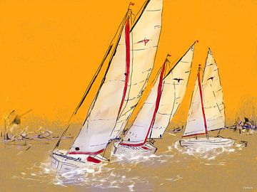 Sailing boat falcon. by SydWyn Art