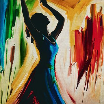 Tanzende Frau mit Spachtel gemalt