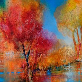 Die Bäume, der Fluss, Oktober von Annette Schmucker