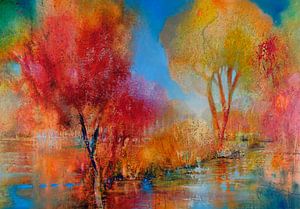 Die Bäume, der Fluss, Oktober von Annette Schmucker