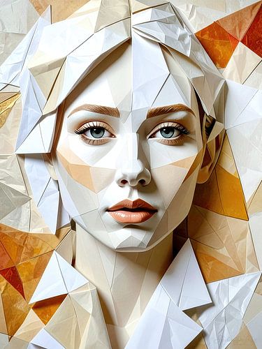 Geometrisch vrouwenportret met poëtische diepgang van AidasignArt