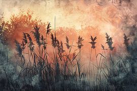 Twilight over a quiet reed bed by Art & Soul Creations