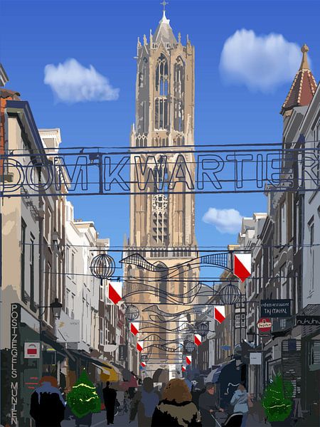 016. Zadelstraat en Domtoren van Domstad Rudie