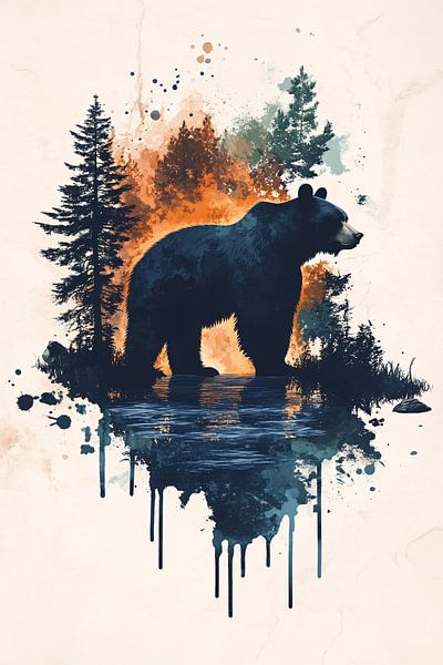 Silhouette Bär in der Nähe des Flusses von Imperial Art House