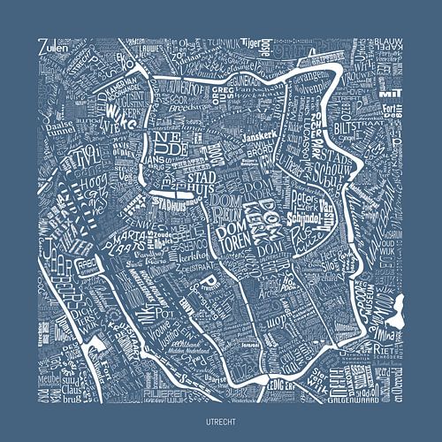 Utrecht map in street names and places of interest