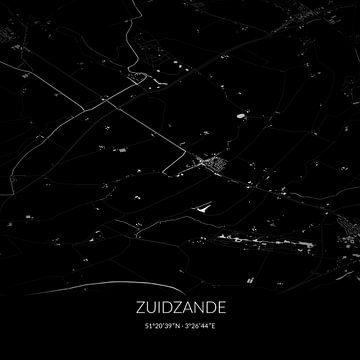 Schwarz-weiße Karte von Zuidzande, Zeeland. von Rezona