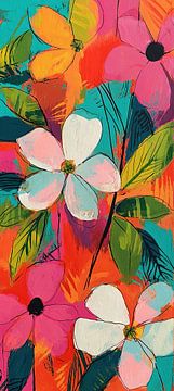 Abstracte Bloemen in Levendige Kleurenschema van I ❤ Bloemen