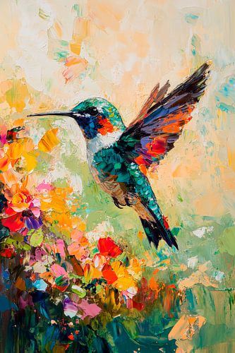 Colibri en pleine floraison - Coloré et vivant