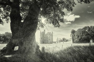 Schloss Doornenburg Niederlande in schwarz und weiß