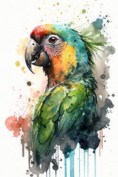 Parrot - Watercolour by New Future Art Gallery