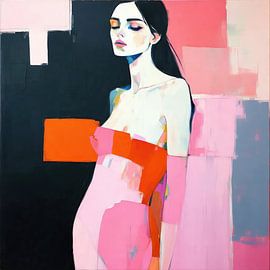 Buntes Porträt | Kräftige Farben Abstraktes Porträt von Wunderbare Kunst