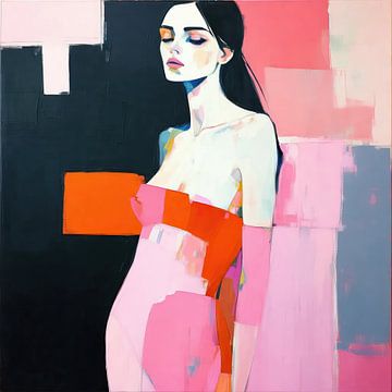 Kleurrijk Portret | Gedurfde Kleuren Abstract Portret van De Mooiste Kunst