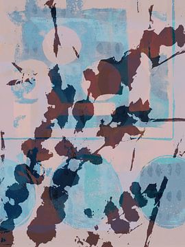 Romantic botanical art. Flowers in pink and blue by Dina Dankers