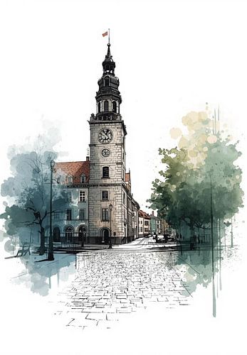 De oude klokkentoren. Echo van een Europese stad