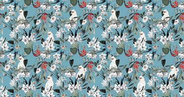 Birds Hiding in the Garden (a botanic wallpaper) van Marja van den Hurk