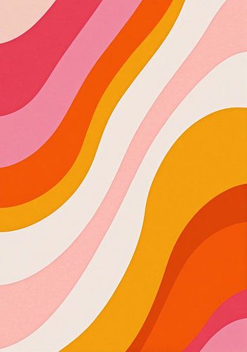 Kleurrijke Golven in Perzik, Oranje en Roze