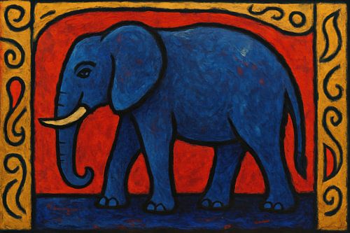 Olifant op rode achtergrond