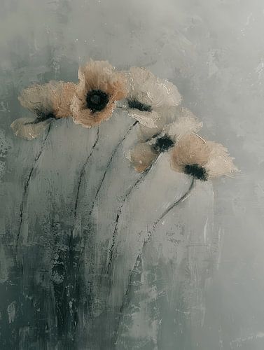 Dansende bloemen in pastelkleuren, Japandi stijl