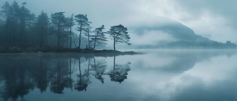 Mystieke waterspiegel bergidylle van fernlichtsicht