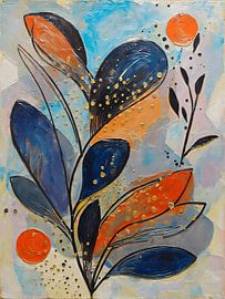 Moderne botanische Kunst mit Impasto-Effekt und Goldakzenten von Studio Pieternel