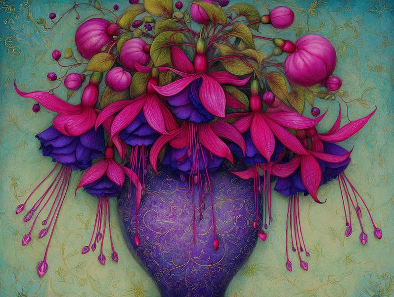 Fuchsia Flower Power van Bloemen Studio