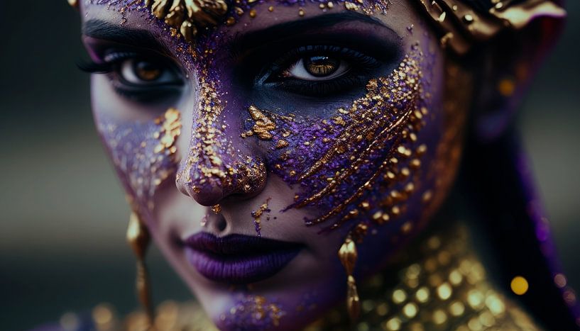 Les pierres précieuses en violet et or II par DNH Expressions