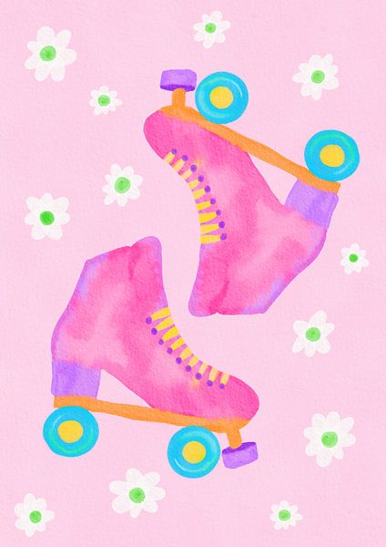Patins à roulettes rose par Baroo Bloom