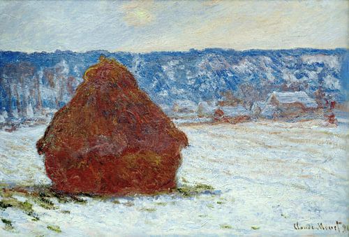 Grainstack bei bedecktem Wetter, Schneeeffekt 1891, Claude Monet