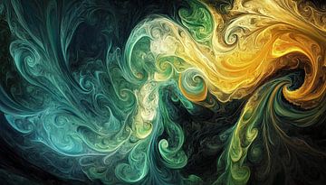 Abstracte blauw en geel panorama