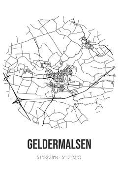 Geldermalsen (Gelderland) | Karte | Schwarz und weiß von Rezona