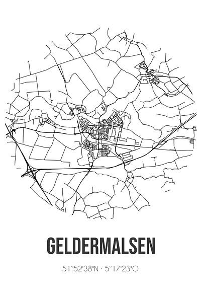 Geldermalsen (Gelderland) | Map | Black and white by Prints of Place