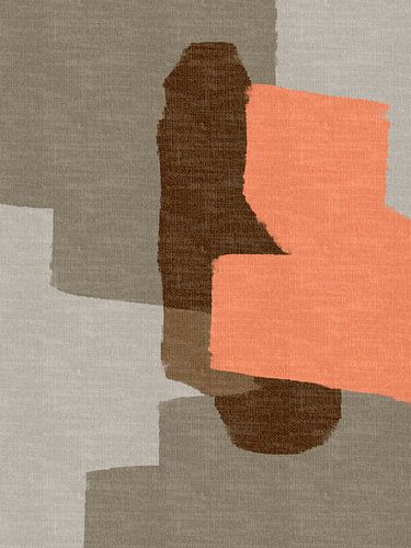 Oranje, bruin, beige. Minimalistisch abstract in retrostijl