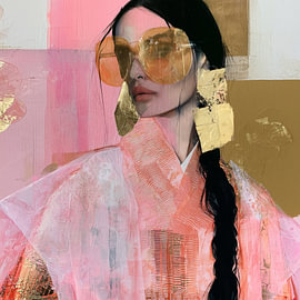 Porträt in Rosa und Gold