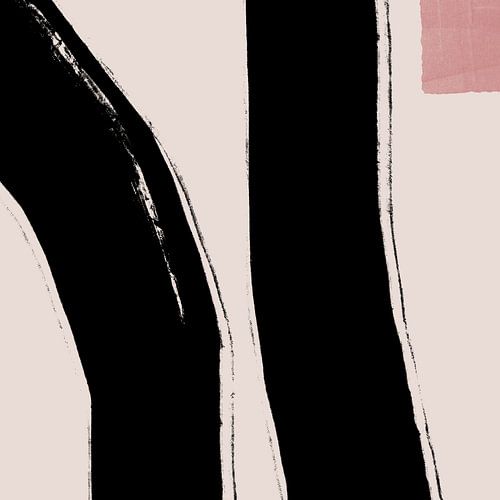 Abstract minimalistisch wabi-sabi. Zwarte inktlijnen nr. 1