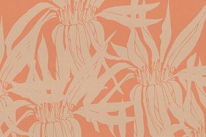 Abstract Romantisch Botanisch in Koraal en Wit
