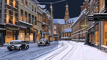 Haarlem Zijlstraat in the snow by Linda van Kleef