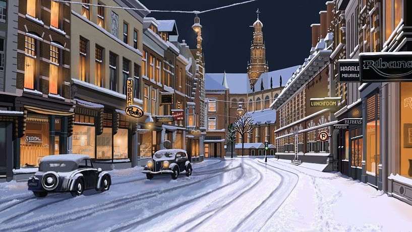 Haarlem Zijlstraat dans la neige par Linda van Kleef