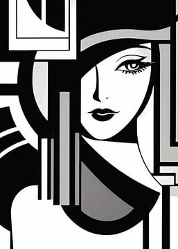 Geometrische genade - Art Deco portret van darrent Mark