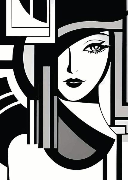 Geometrische Anmut - Art Deco Portrait von darrent Mark
