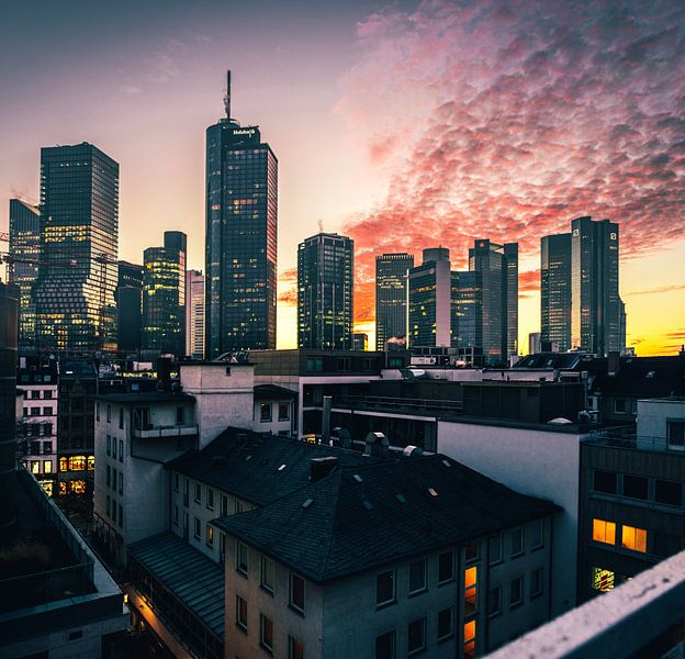 Frankfurter Skyline Blick bei Sonnenuntergnag von Fotos by Jan Wehnert