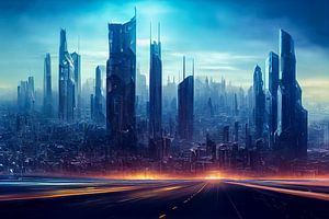 Illustration Stadt in der Zukunft