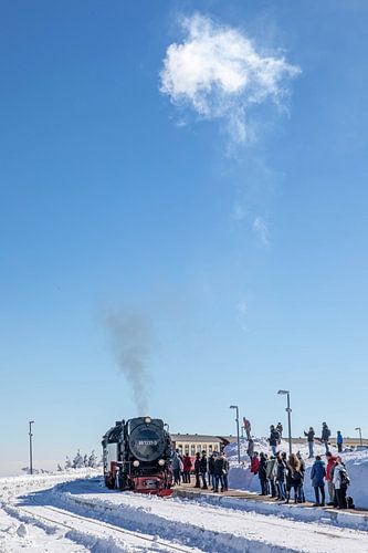 The Brockenbahn at the entrance to the Brocken station