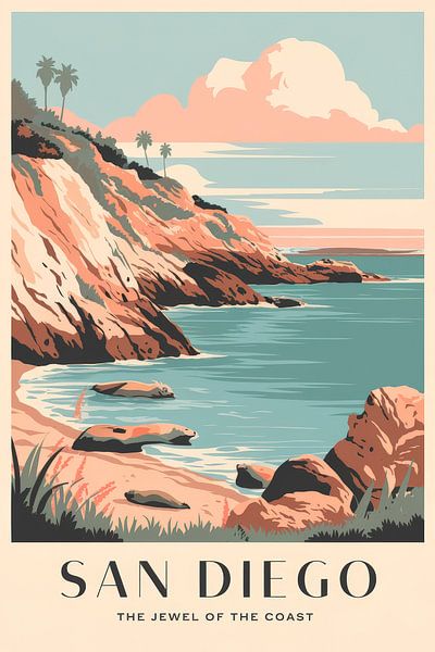San Diego Vintage Travel Poster von Poster Art Shop