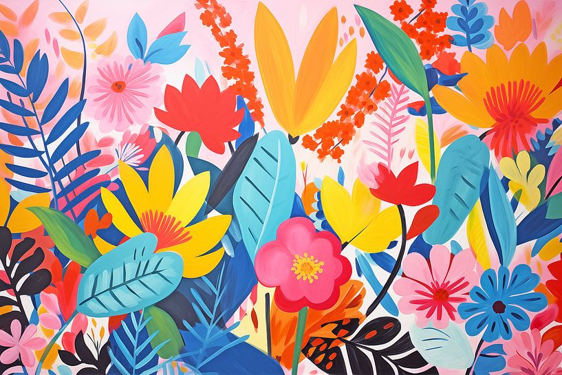 Vintage Flowers, Colourful and Abstract by Caroline Guerain
