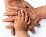 Cohésion mains de 3 générations d'une famille les unes sur les autres par Dieter Walther Aperçu