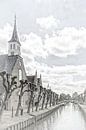 Kerk aan het kanaal in het dorp "Sloten"  in "Friesland" Nederland van Dick Jeukens thumbnail