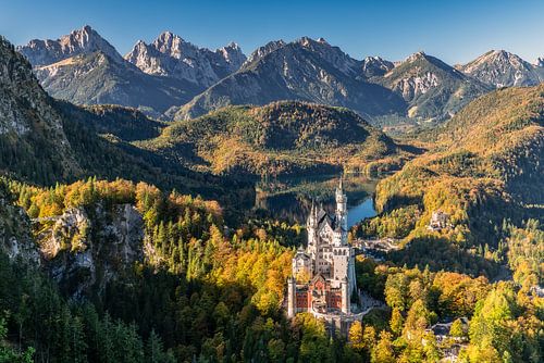 Herfst panorama kasteel Neuschwanstein