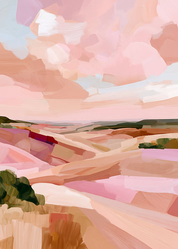 Sunset State – Abstract landscape in pink and terracotta